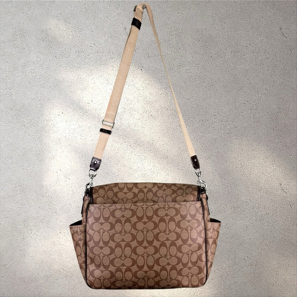 COACH ASHLEY SIGNATURE CANVAS BABY MESSENGER BAG F1276 F18373 BLACK GREY DIAPER - Picture 8 of 10